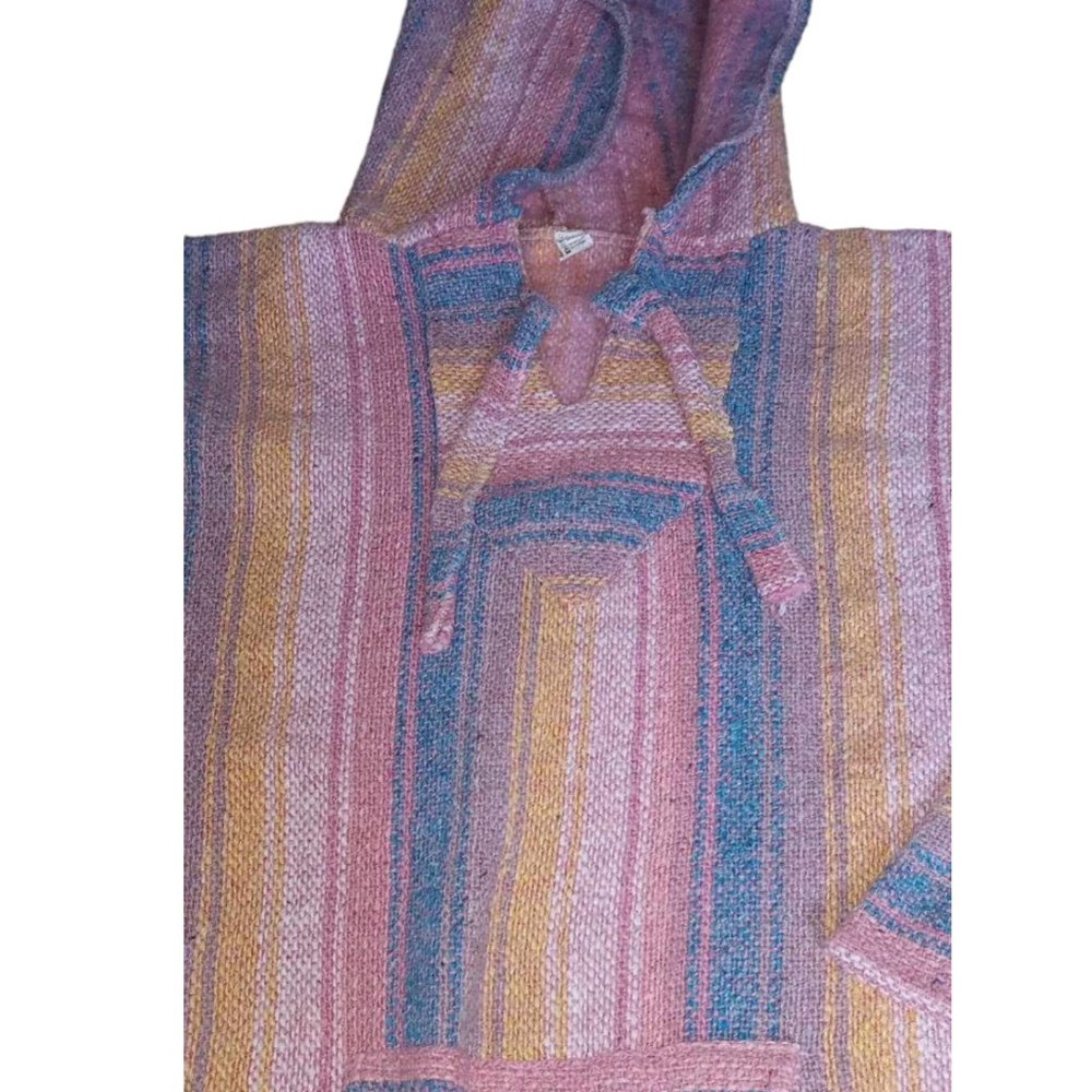 Pink & blue Mexican Jerga Pullover Hoodie XXXL Unisex - Picture 2 of 3